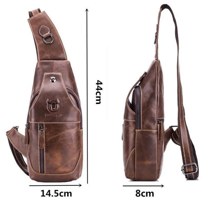 Sacoche Bandoulière En Cuir Pour Homme - Style Rétro - Grande Capacité - Marron - Neuf Avec Étiquettes