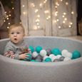 KiddyMoon 200 7Cm L'ensemble De Balles Plastique Pour Piscine Enfant Fabriqué En EU, Turquoise/Vert Clair/Gris/Transparent-2