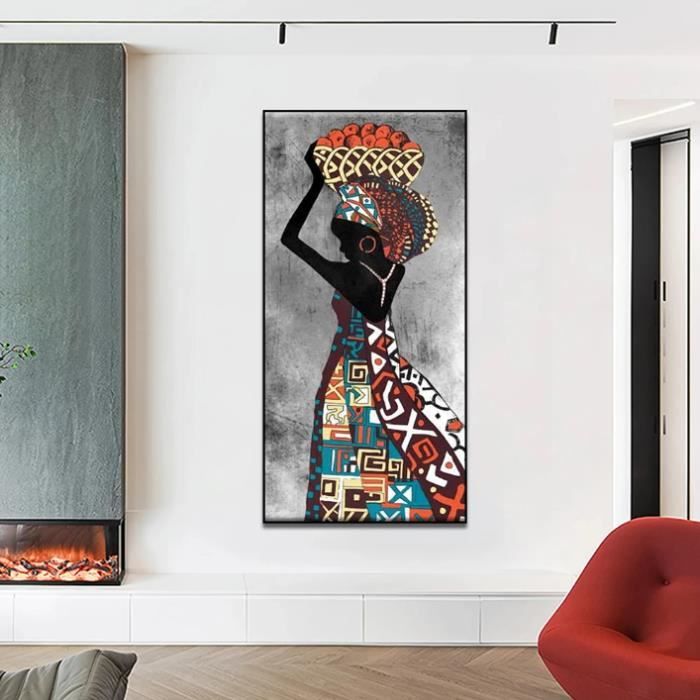 Affiche Africaine Abstraite - Femme Noire, Impression Sur Toile, Art Mural Deco