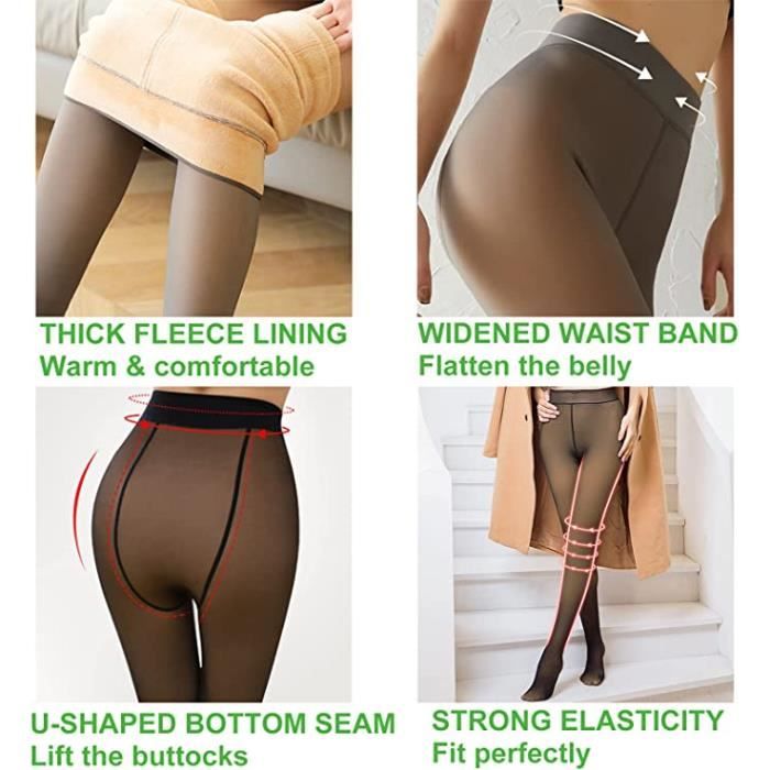 Collant Chaud Femme Hiver Extensibles Translucide Epais Polaire Opaque  Leggings Taille Haute Thermique [80g,Noir Uni Pied Plein] Noir - Cdiscount  Chaussures