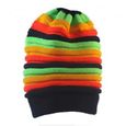 black-redyellowg 54-60cm -Bonnet multicolore à rayures pour homme et femme, bonnet en tricot de Ski, style Hip Hop, Bob Marley, jama-3