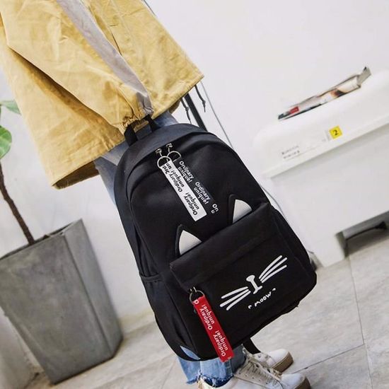 Noir31x13x46cmsac En Toile Cartable College Fille Adolescents Sac A Dos Femmes Impression Resistant A L Eau Achat Vente Sac A Dos 7674785024457 Cdiscount