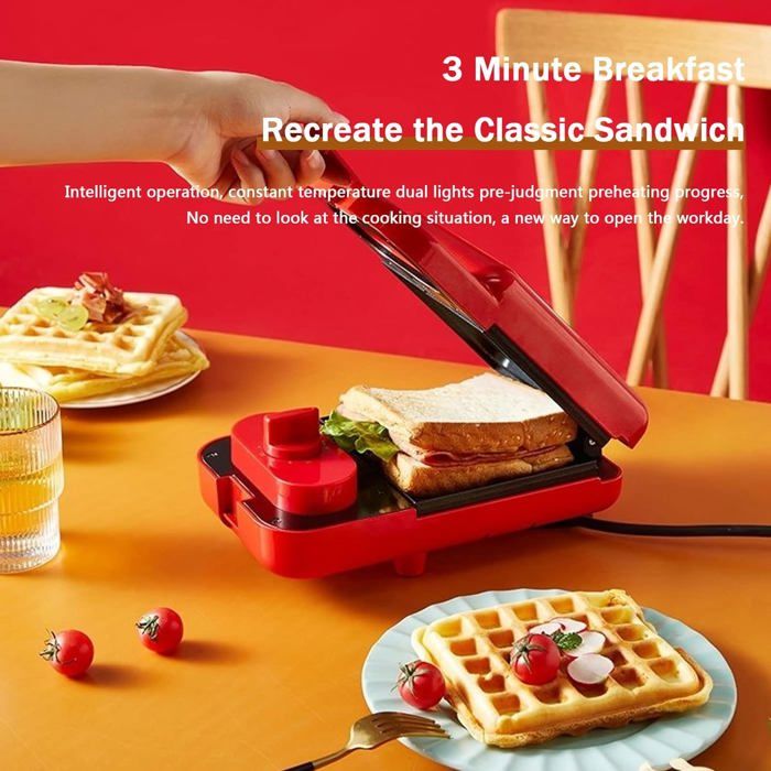 600W Breakfast Making Machine Sandwich Maker Bread Maker Barbecue Maker Kitchen Supplies with 5 Sets of Bakeware