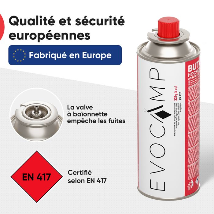 Cartouche Camping Gaz Gaz Camping SOUK ONE Cartouche De Gaz Butane De Qualité Supérieure - 227 G - Type MSF-1a - Valve à Baïonnette - Réchaud De Camping - Chauffage à Gaz Cartouche Camping Gaz Gaz Camping SOUK ONE Cartouche De Gaz Butane De Qualité Supérieure - 227 G - Type MSF-1a - Valve à Baïonnette - Réchaud De Camping - Chauffage à Gaz
