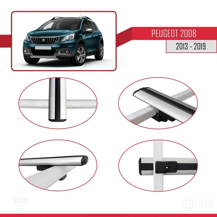 Barres De Toit Aluminium 3 Pièces Pour Peugeot Bipper 2008-2017 Modèle FLY - Noir - Porte-Bagages Vélo Ski Coffre - 6