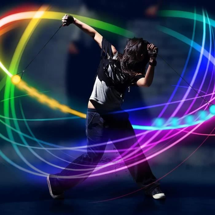 Bolasse Lumineuse Jouet Lumineux 2 Balles De Jonglage LED Arc-en-Ciel - Effets Stroboscopiques
