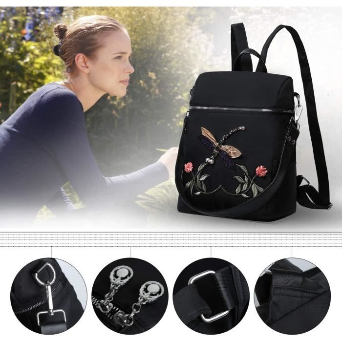 Sac a dos Femme Nylon Petit Sac a Dos Loisirs Leger et Solide Multifonctionnel Fille Ecole Randonnee Sac a Dos Gris