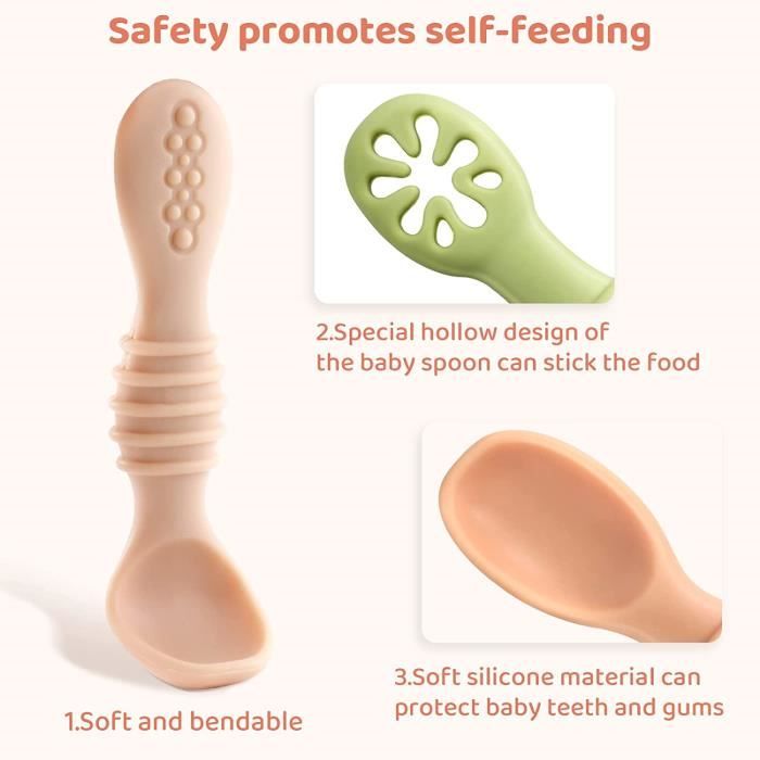 Couvert - Limics24 - 3 Cuillères Bébé Silicone Alimentaire Sans Bpa |  Multi-Couleur Cadeau Bebe Encourager À Manger