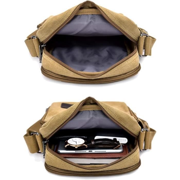 LOSMILE Vintage Messenger Sacs Sac Bandouliere Hommes Petit Sac d epaule en toile.20 cm L x 10 cm l x 23 cm S806 Cdiscount Bagagerie Maroquinerie