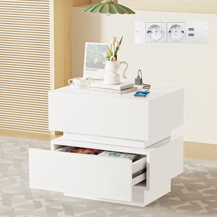 Table de Chevet LED avec Station de Charge,16 Couleurs LED Réglable,Tables de Nuit à 2 tiroirs, Prise USB Armoire Haute Brillance avec Plateau Coulissant Armoires de Lit Table d'Appoint (Noir Table de Chevet LED avec Station de Charge,16 Couleurs LED Réglable,Tables de Nuit à 2 tiroirs, Prise USB Armoire Haute Brillance avec Plateau Coulissant Armoires de Lit Table d'Appoint (Noir