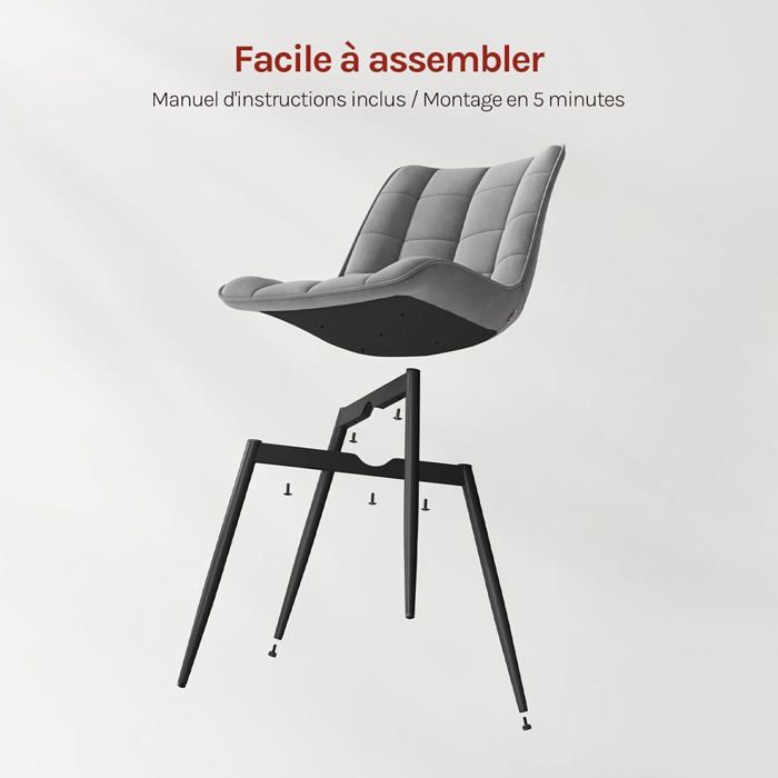 WOLTU Lot de 6 Chaises de Salle à Manger, Chaise de Cuisine en Velours, avec Dossier, Pieds en Métal, Vert foncé W0ATT0392-6 - Maison