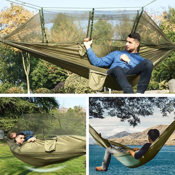 Hamac d'extérieur en coton portable léger, pliable et facile à