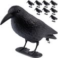 Lot de 9 Corbeaux factices ARTECSIS - Corbeau Anti-Pigeon Leurre de jardin en Plastique Noir-0