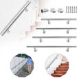 UISEBRT Contre le Rampe Escalier avec support mural et embouts pour intérieur & extérieur parapet(Argent, 150cm)-0