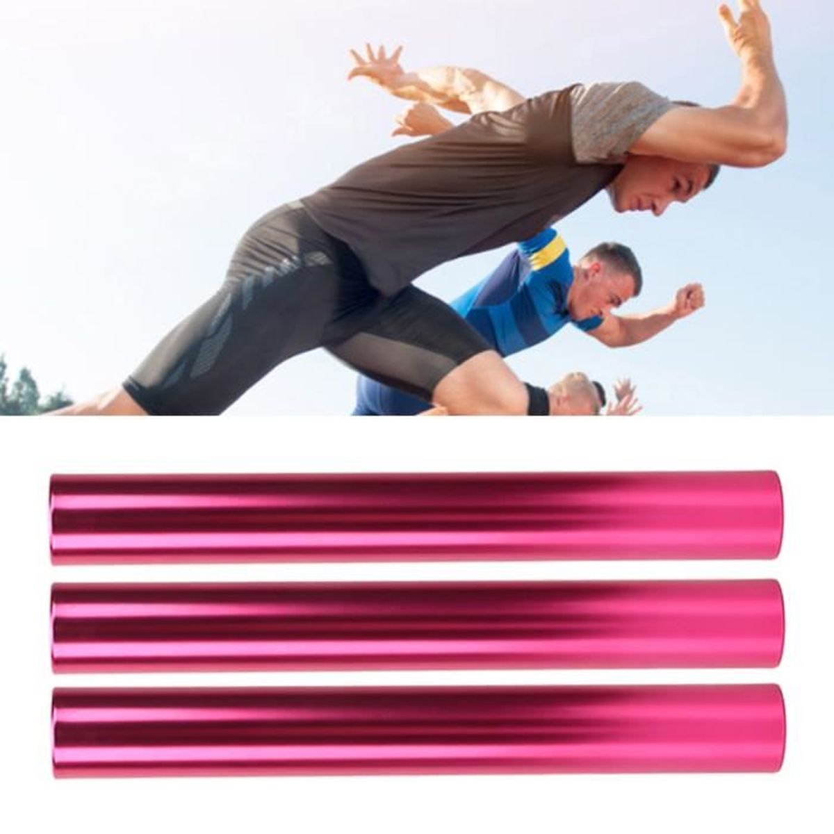Bâtons de relais d'athlétisme 3 pièces en alliage d'aluminium matraques