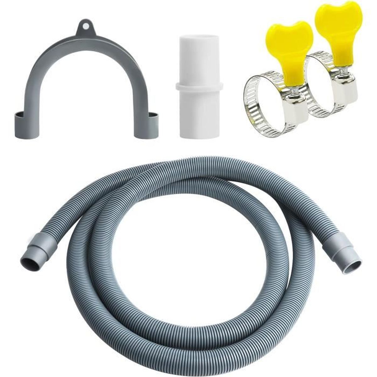 Rallonge De Tuyau De Vidange - 1 M - Pour Machine à Laver Et Lave-vaisselle - Avec Raccord De Tuyau Et Colliers De Serrage - 20 Mm - Bricolage