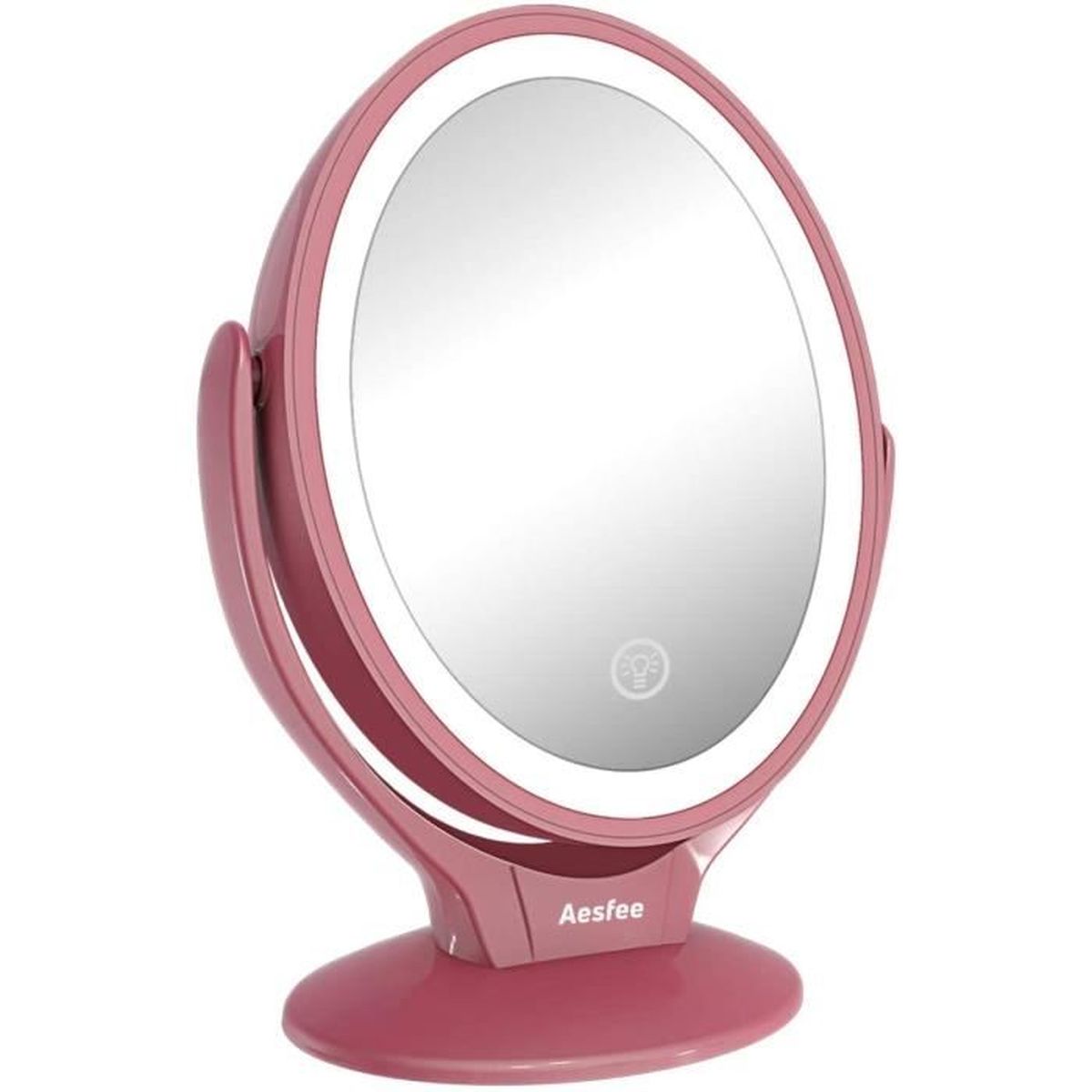 Miroir de Maquillage Illuminé de Voyage Portatif Double Face 3 Niveaux de Luminosité Commutateur de Capteur Tactile Dimmable Aesfee Miroir Grossissant 5X de Maquillage avec Lumières LED