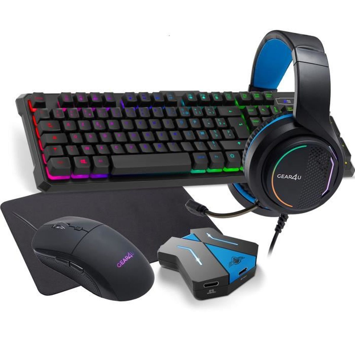 Saqueo Sistemáticamente Perímetro Pack gamer 5 en 1 casque 5.1, clavier, souris et tapis + convertisseur  console PS4 / Xbox one et Serie S | X / Switch - Cdiscount Informatique