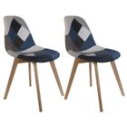 ALTOBUY DAMAS - Lot de 2 Chaises Patchwork Bleu et Gris