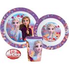 MGS33 Reine des neiges , SetTable bébé avec Assiette, gobelet réutilisable verre 260 ml