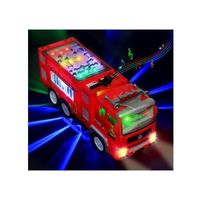Camion de Pompier Voiture avec 4D LED Lumières Sons, Electrique VéHicules Jeu, Educatif Jouet pour Enfant Garçons Filles 3 4 5 6 Ans
