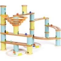 Circuit de billes en bambou boppi - Labyrinthe de 89 pièces avec 16 billes - Jouet de construction pour enfants