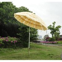 Parasol de plage jardin design hawai 160cm raphia artificiel beige 25