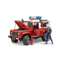 SHOT CASE - BRUDER - 2596 - Véhicule pompier LAND ROVER Defender Station avec pompier - Echelle 1:16 - 28 cm
