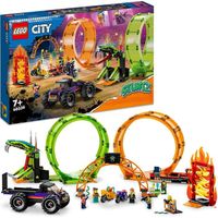Lego 60339 City Stuntz LArene de Cascade avec Double Looping, Jouet de Monster Truck avec Rampe et Minifigurines de Cascadeur