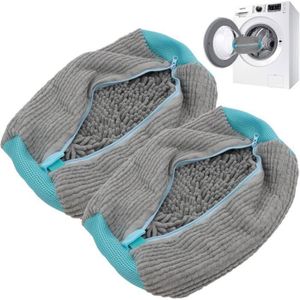 Lot De 2 Sacs Lavage Chaussures Machine - Filet Avec Fermeture éclair, 19x39 Cm, Avec Embauchoir, Gris - 9