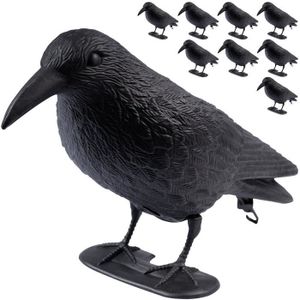 STATUE - STATUETTE   Lot de 9 Corbeaux factices ARTECSIS - Corbeau Anti-Pigeon Leurre de jardin en Plastique Noir
