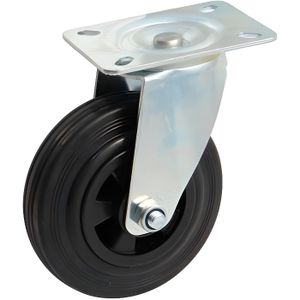 pour sols irréguliers silencieuse Roulettee non pivotante sans frein Armature en tôle acier galvanisée Roue à bandage caoutchouc noir Jantes à roulement à rouleaux Economique choisir:Bockrolle TR-01 non tachant 