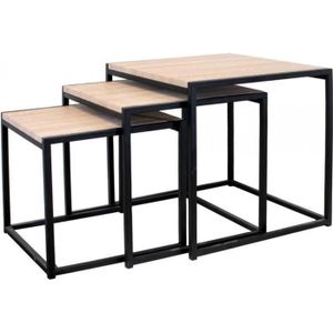 TABLE BASSE Table basse gigogne x3 - Rectangulaire - Bois et m