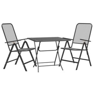 Ensemble table et chaise de jardin YAPP  Mobilier à dîner de jardin 3 pcs Maille Métal Anthracite A3084721 PG
