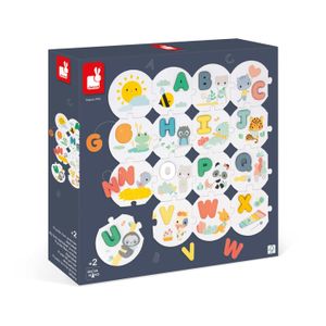 PUZZLE Puzzle Enfant JANOD - 28 Pièces Carton et 26 Lettres En Bois - Alphabet - Dès 2 Ans