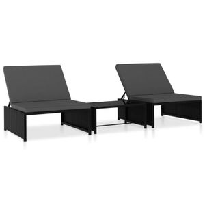 vidaXL Chaise Longue dExt/érieur 5 pcs R/ésine Tress/ée Noir//Blanc Transat