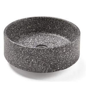 LAVABO - VASQUE Vasque à poser - lavabo en ciment coloris noir et blanc finition mate - Diamètre 40 x Hauteur 15 cm