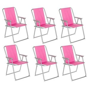 CHAISE DE CAMPING Lot de 6 chaises de camping pliantes coloris rose 
