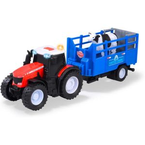 TRACTEUR - CHANTIER Dickie - Tracteur Massey Ferguson 26cm - Remorque 