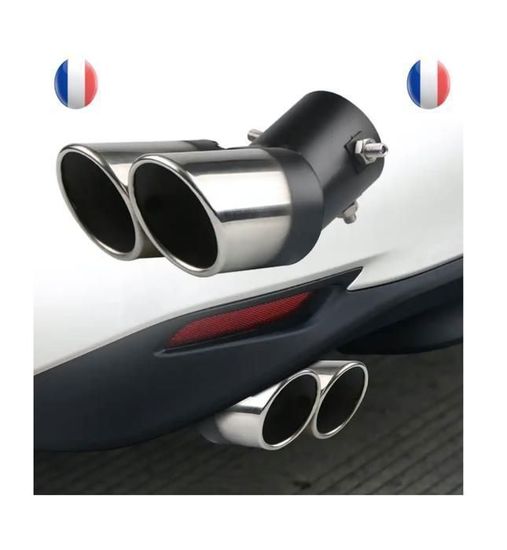Embout D'échappement Universel Double Sortie En Acier Inoxydable - Noir - Pour Voiture - Facile à Installer