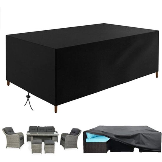 Housse De Protection Table Jardin 145x130x110 Cm - Oxford 420D Imperméable, Anti-UV, Avec Cordon