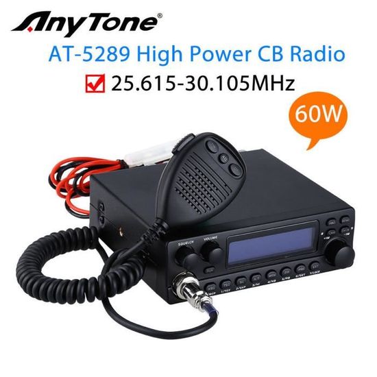 AnyTone AT-5289 13.2V AM 60W FM 50W 30HZ à 3KHZ 60DB CB Mobile Radio ...