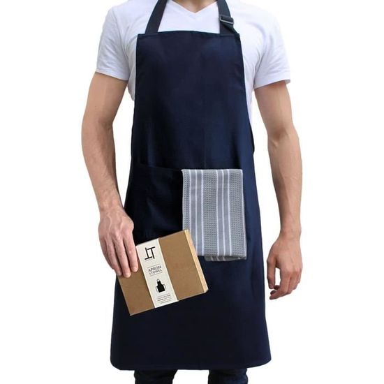 Tablier Cuisine Homme Et Femme - Qualité Supérieure 100% Coton Tablier  Professionnel - Grande Poche Centrale - Sangle Ajustab[u58] - Cdiscount  Maison