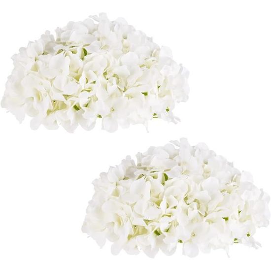 Bouquet Hortensia Artificiel BLOSMON - Vase Bleu Inclus - Décoration Table Salon, Bureau - 35cm