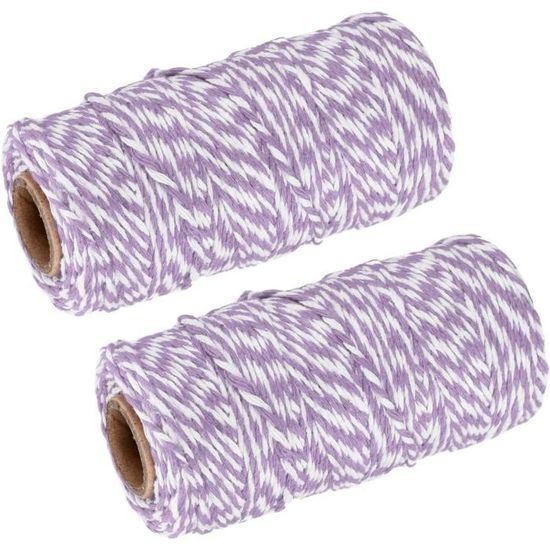Ficelle Coton Emballage Cadeau 100 M - Rouge, Bleu, Blanc - Paquet De 2, Diamètre 1,5 Mm, Pour Décoration Noël Bricolage - 7