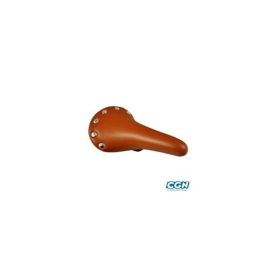Selle Vélo Imitation Cuir Marron - Rivets Inox - Pour Route/fixie - Neuve