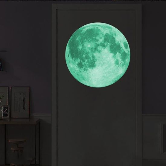 12cm -Grand autocollant Mural lumineux effet 3D lune, pour chambre d&#39enfants, décoration de la maison, Stickers muraux, lueur dan