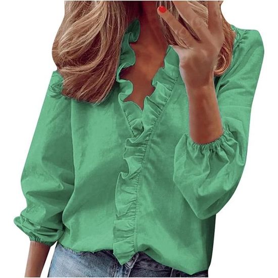 Chemisier ample en coton et lin respirant à manches sept-quarts pour femme, chemisiers et chemises, printemps-été – acheter les meilleurs produits dans la boutique en ligne