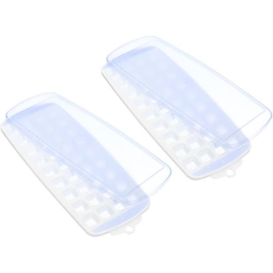 Lot 2 bacs à glaçons empilables - silicone, couvercle