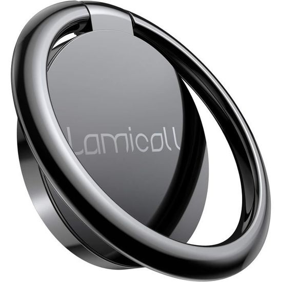 Anneau Magnétique Magsafe KOEMCY - Support Téléphone Portable Rotatif 360° Avec Feuille Magnétique (Noir)